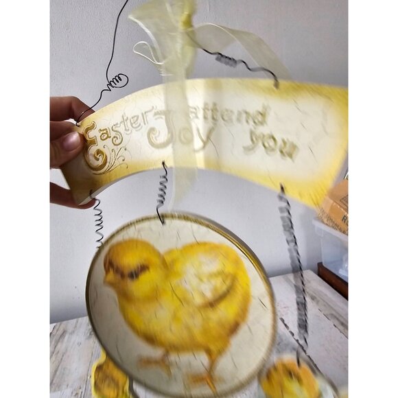 Victoria trading Easter sign bunny rabbit chick spring decor shabby chic vintage - Picture 6 of 10